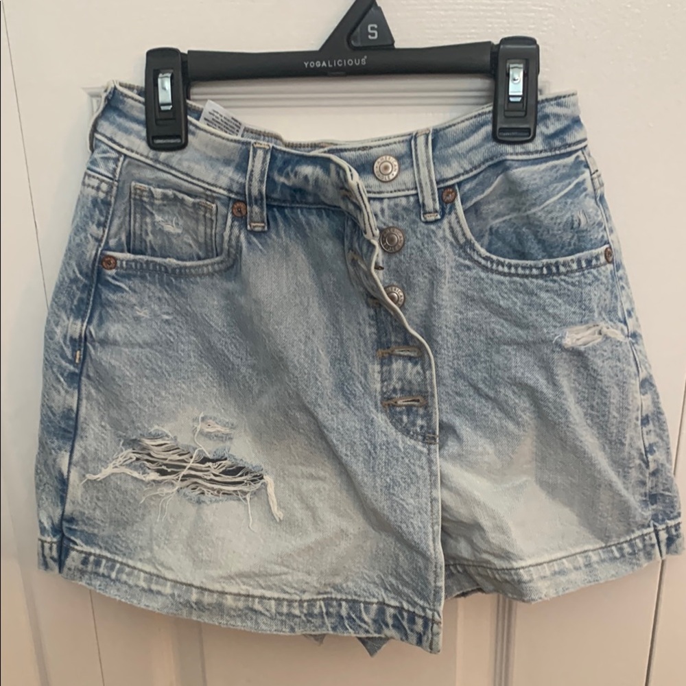 Distressed Denim Skort